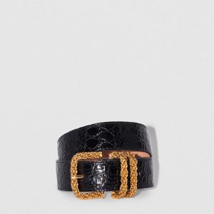 By Far Katina Croco Embossed Belt