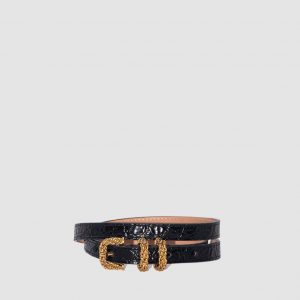 By Far Kat Croco Embossed Belt