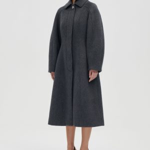 Stine Goya Elastic Waist Raglan Long Coat - Graphite