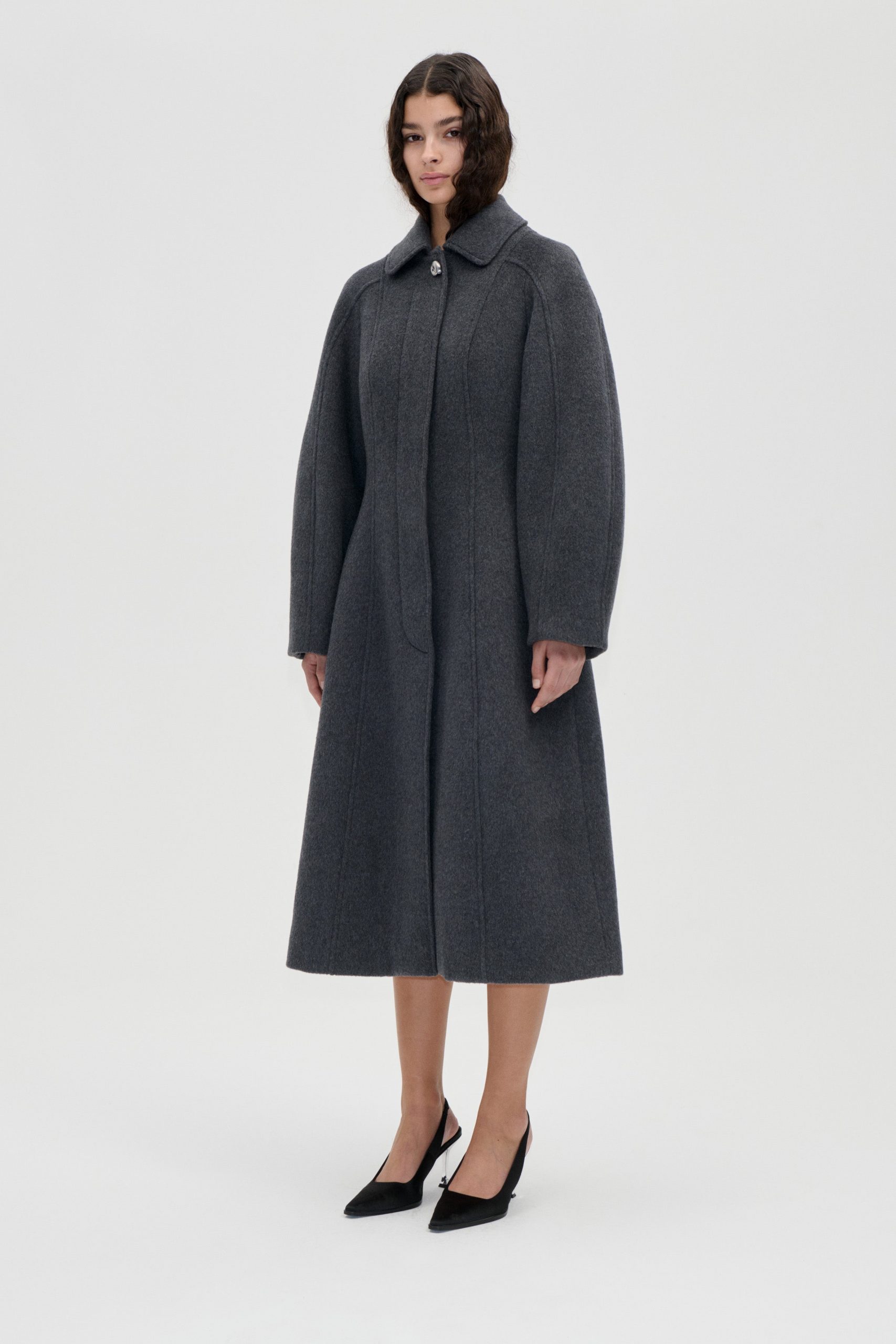 Stine Goya Elastic Waist Raglan Long Coat - Graphite