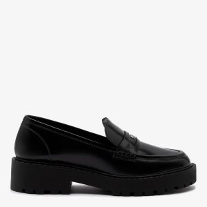 Larroudé Suki Lugsole Loafer In Black Box Leather