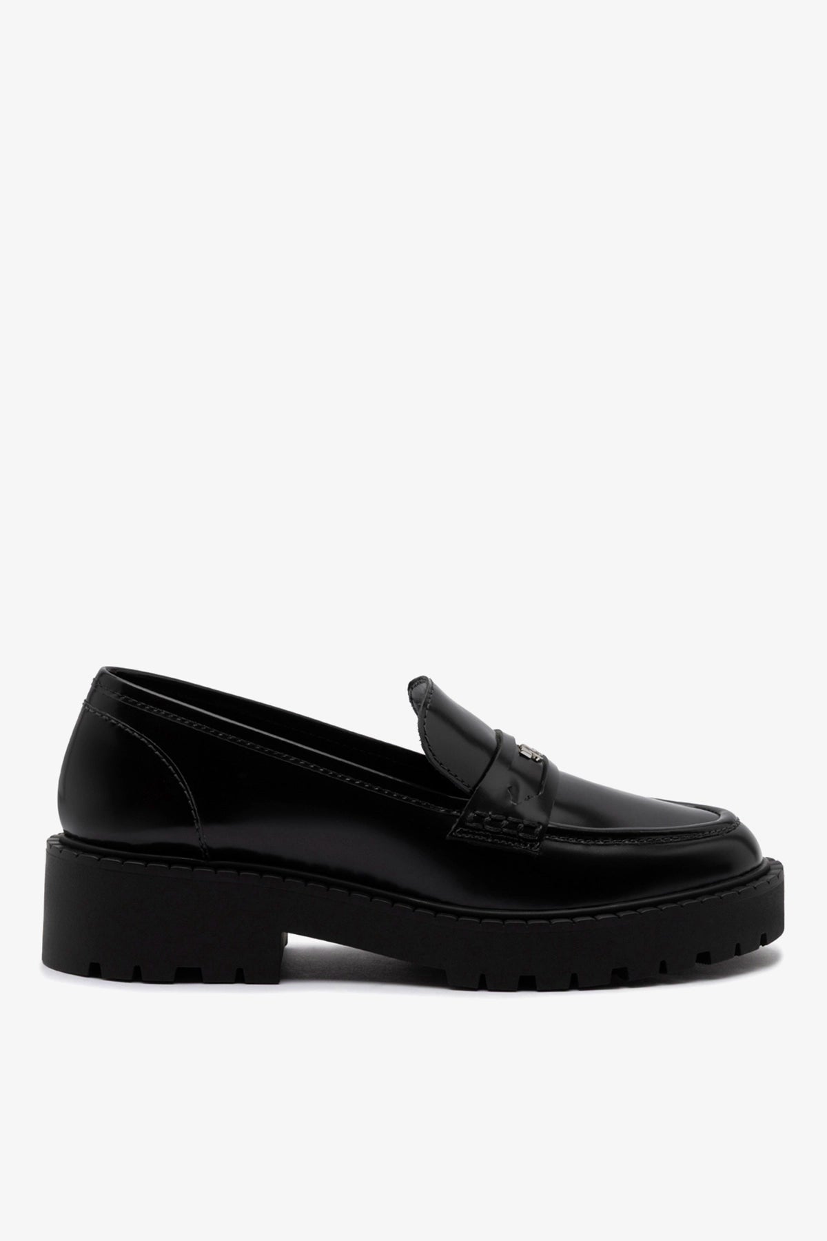 Larroudé Suki Lugsole Loafer In Black Box Leather