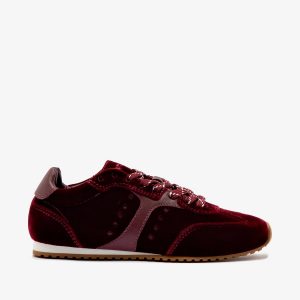 Larroudé Stella Sneaker In Wine Velvet
