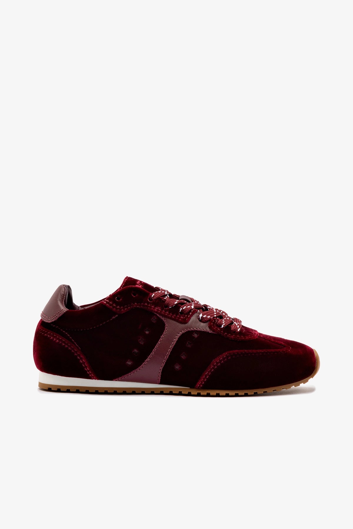Larroudé Stella Sneaker In Wine Velvet
