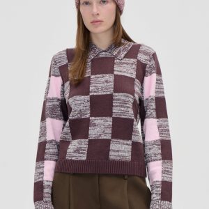 Stine Goya Mix Stripe Polo Collar Sweater - Multichecks Mix