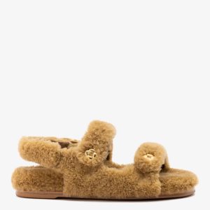 Larroudé Jetty Fuzzy Sandal Latte Shearling