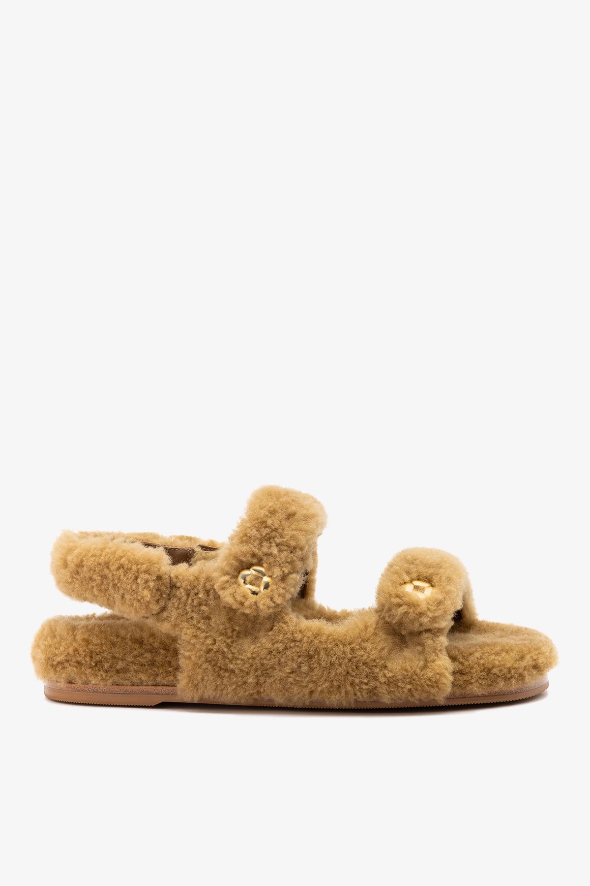 Larroudé Jetty Fuzzy Sandal Latte Shearling