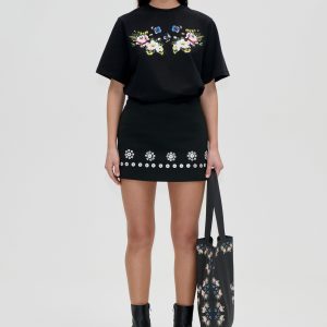 Stine Goya Mini Pencil Skirt - Buttoned Flowers