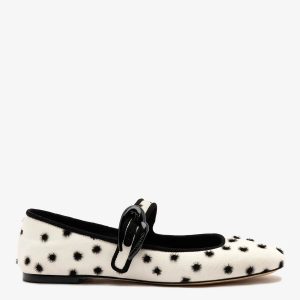 Larroudé Verona Ballet Flat Ivory Polka Dots Fabric