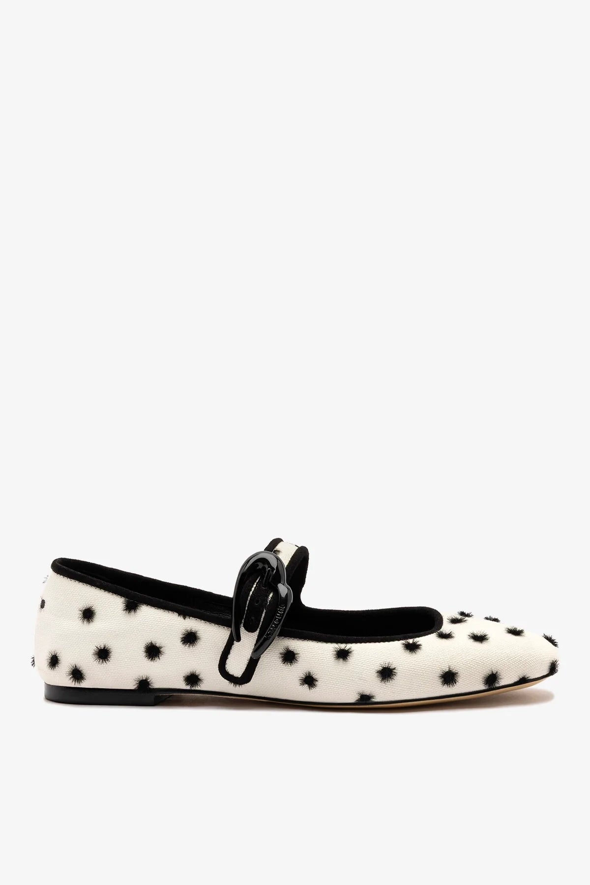 Larroudé Verona Ballet Flat Ivory Polka Dots Fabric