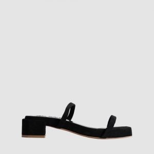 By Far Tanya Flat Black Suede Leather