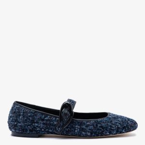 Larroudé Verona Ballet Flat Midnight Blue Tweed