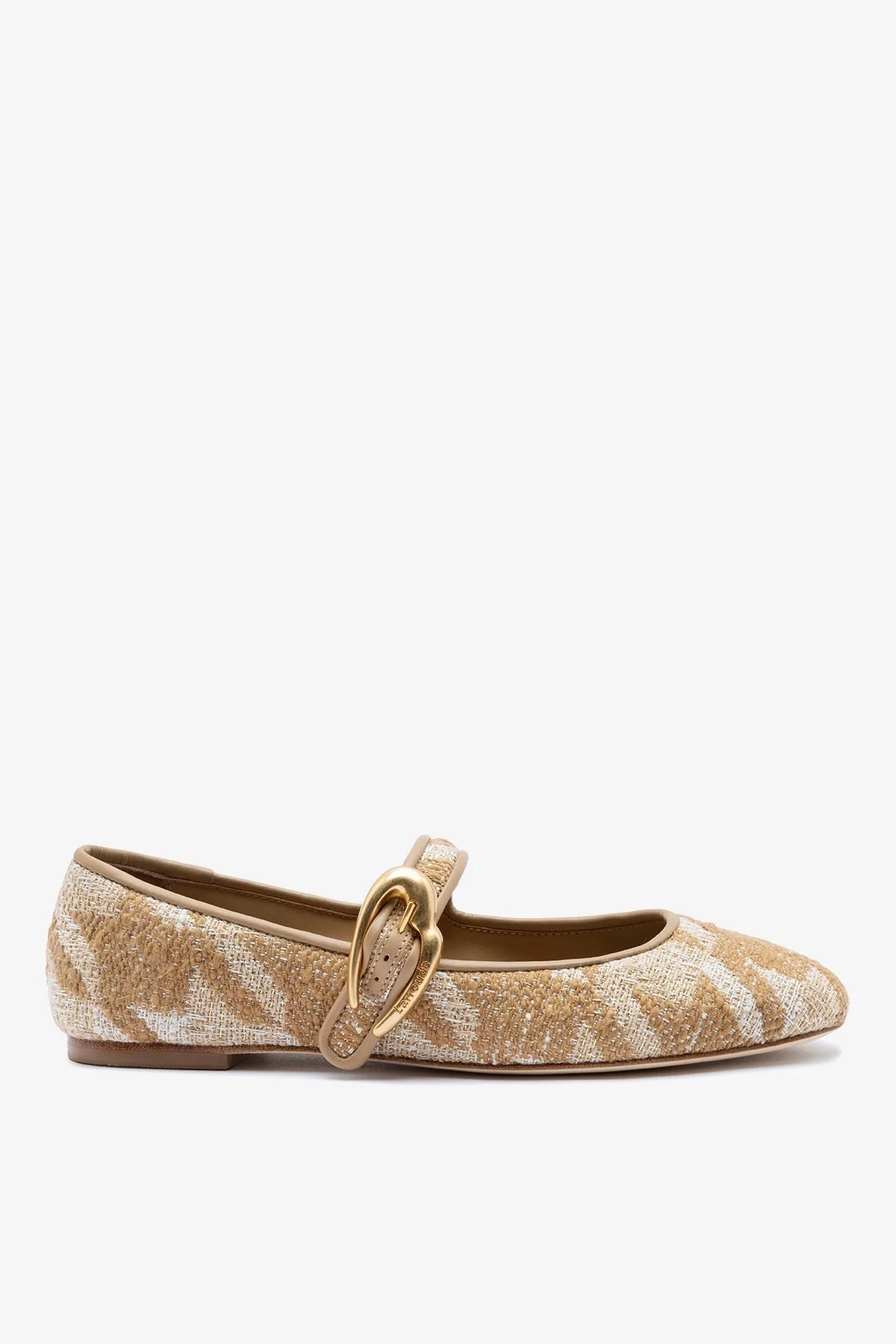 Larroudé Verona Ballet Flat Latte Printed Fabric