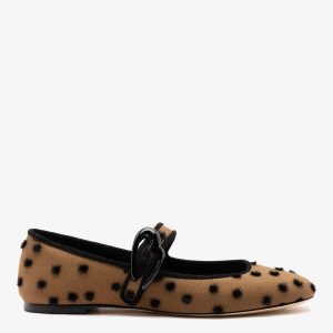 Larroudé Verona Ballet Flat Cinnamon Polka Dots Fabric