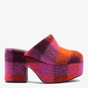 Larroudé Miso Platform Clog Plum Printed Felt