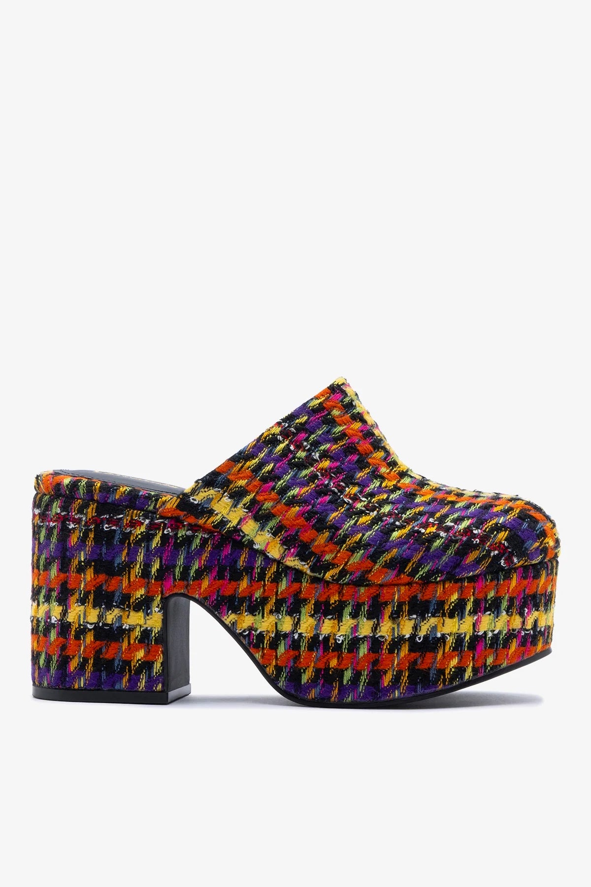 Larroudé Miso Platform Clog Multicolor Printed Tweed
