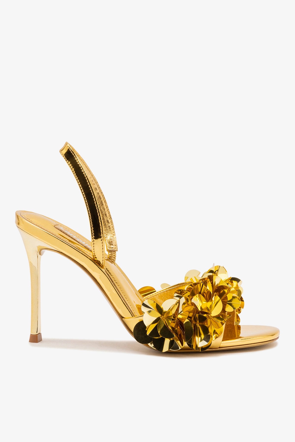 Larroudé Morgan Sandal In Gold Specchio