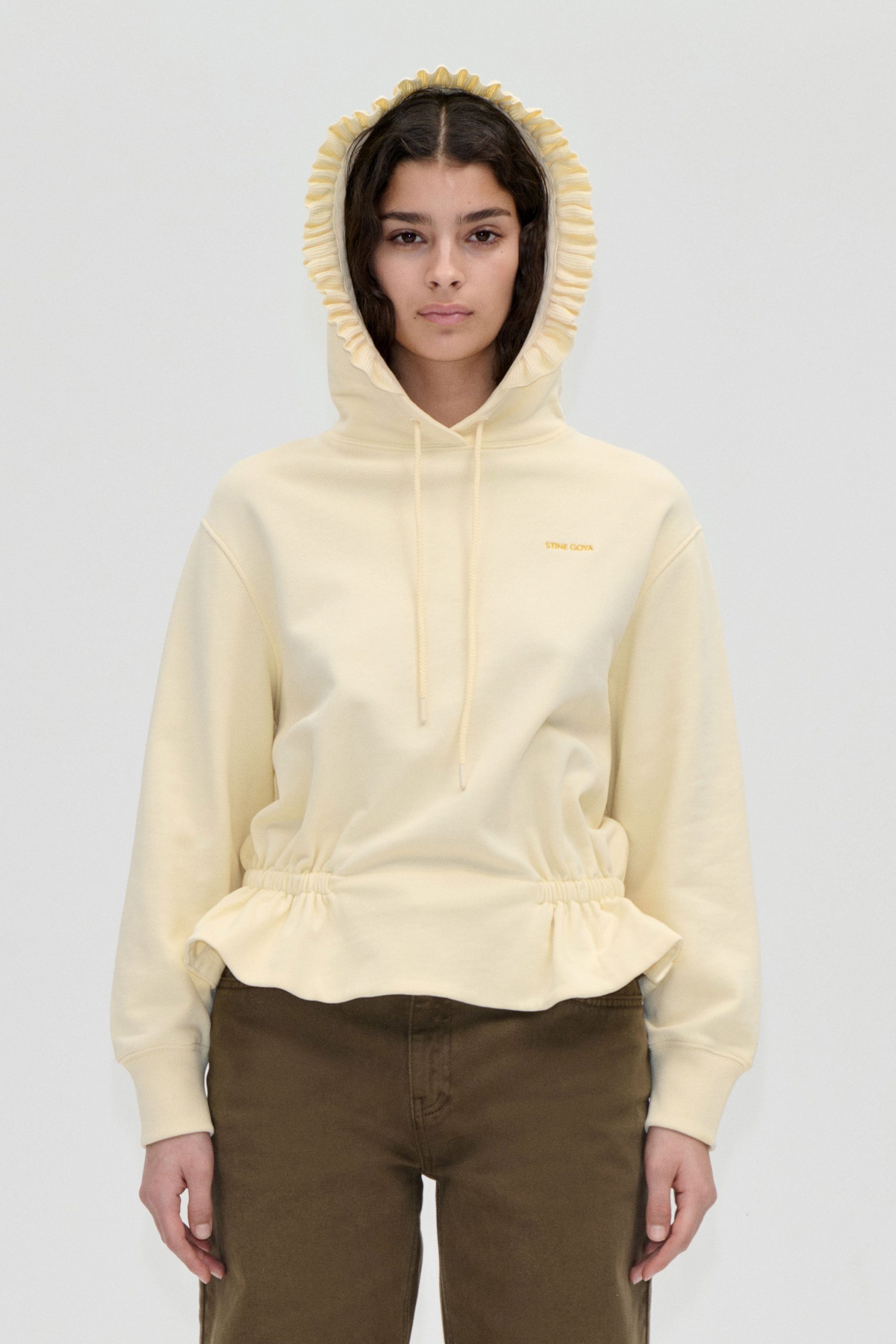 Stine Goya Ruffled Hoodie Sweatshirt - Buttercream