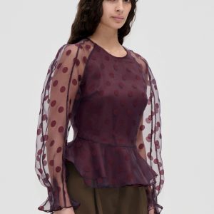 Stine Goya Sheer Peplum Top - Polka