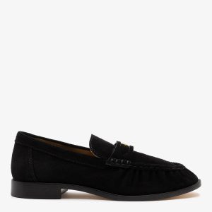 Larroudé Suki Soft Loafer In Black Suede