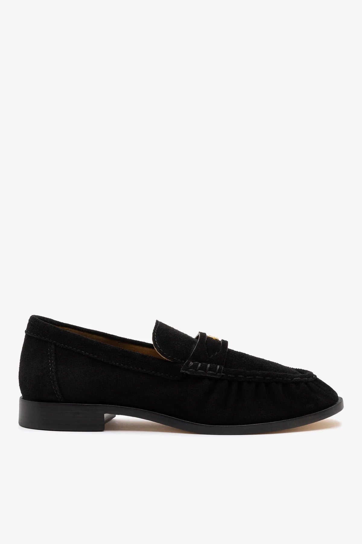 Larroudé Suki Soft Loafer In Black Suede