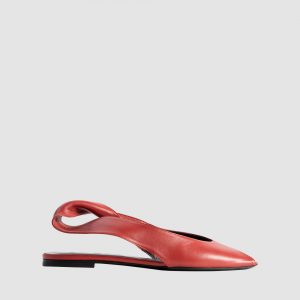 By Far Yasha Peep Flat Leather Flat