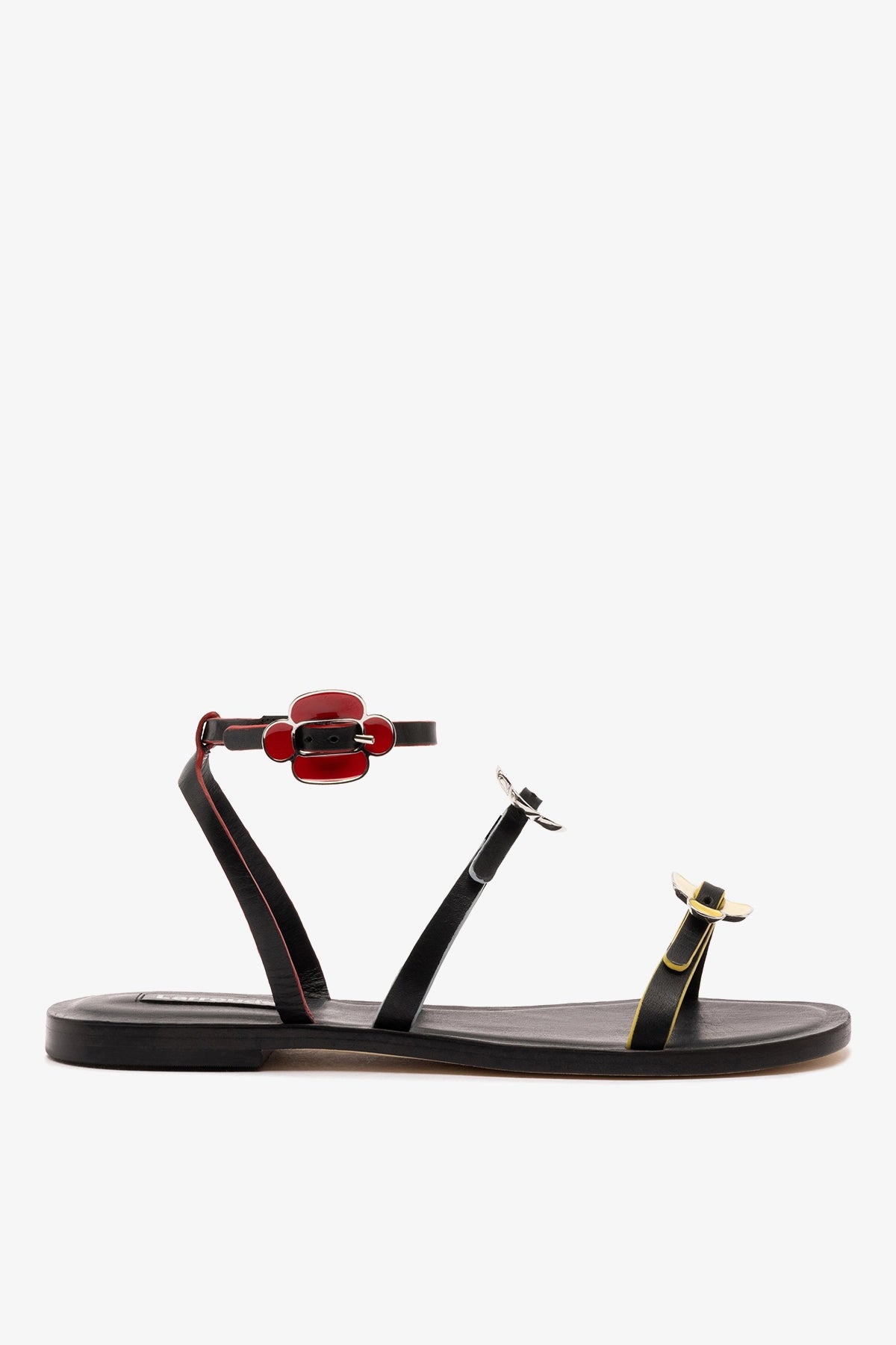 Larroudé Tinx Flat Sandal In Black Leather