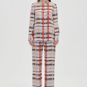 Stine Goya Elasticated Long Pants - Scarlet Grid