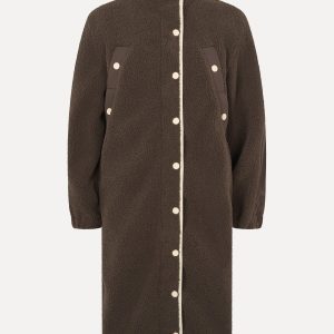 Stine Goya Long Fleece Coat - Dark Oak
