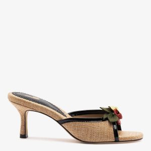 Larroudé Juliette Mule Beige Raffia