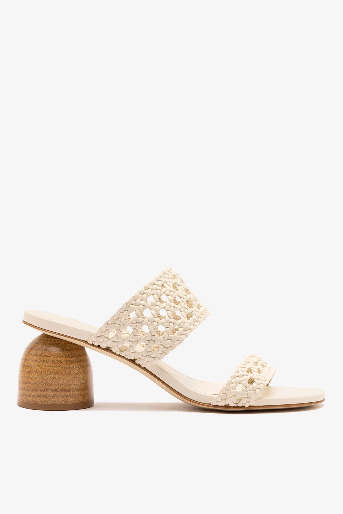 Larroudé Dew Drop Macrame Sandal In Ivory Leather