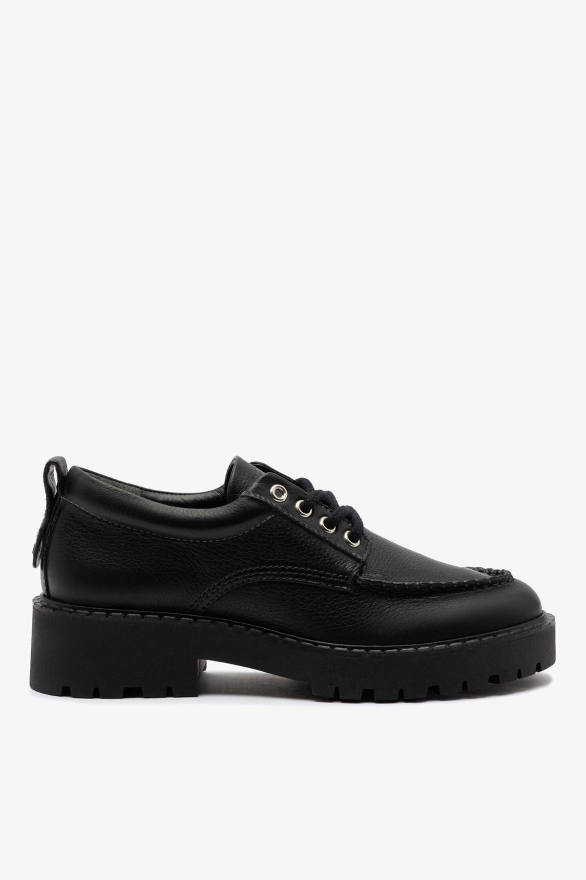 Larroudé London Lace Up Loafer In Black Leather