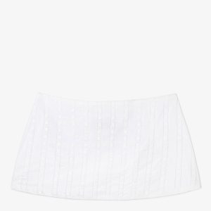 Larroudé Ava Mini Skirt Striped White Cotton