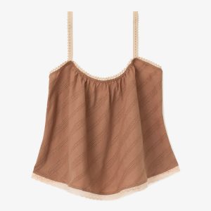 Larroudé The Perfect Tank Top Mocha Striped Cotton