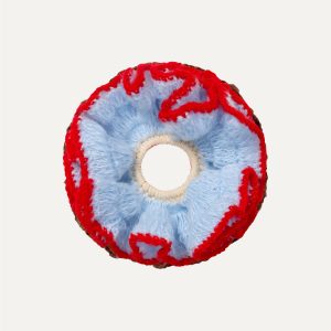 Stine Goya Knitted Scrunchie - Sky Blue / Fiery Red