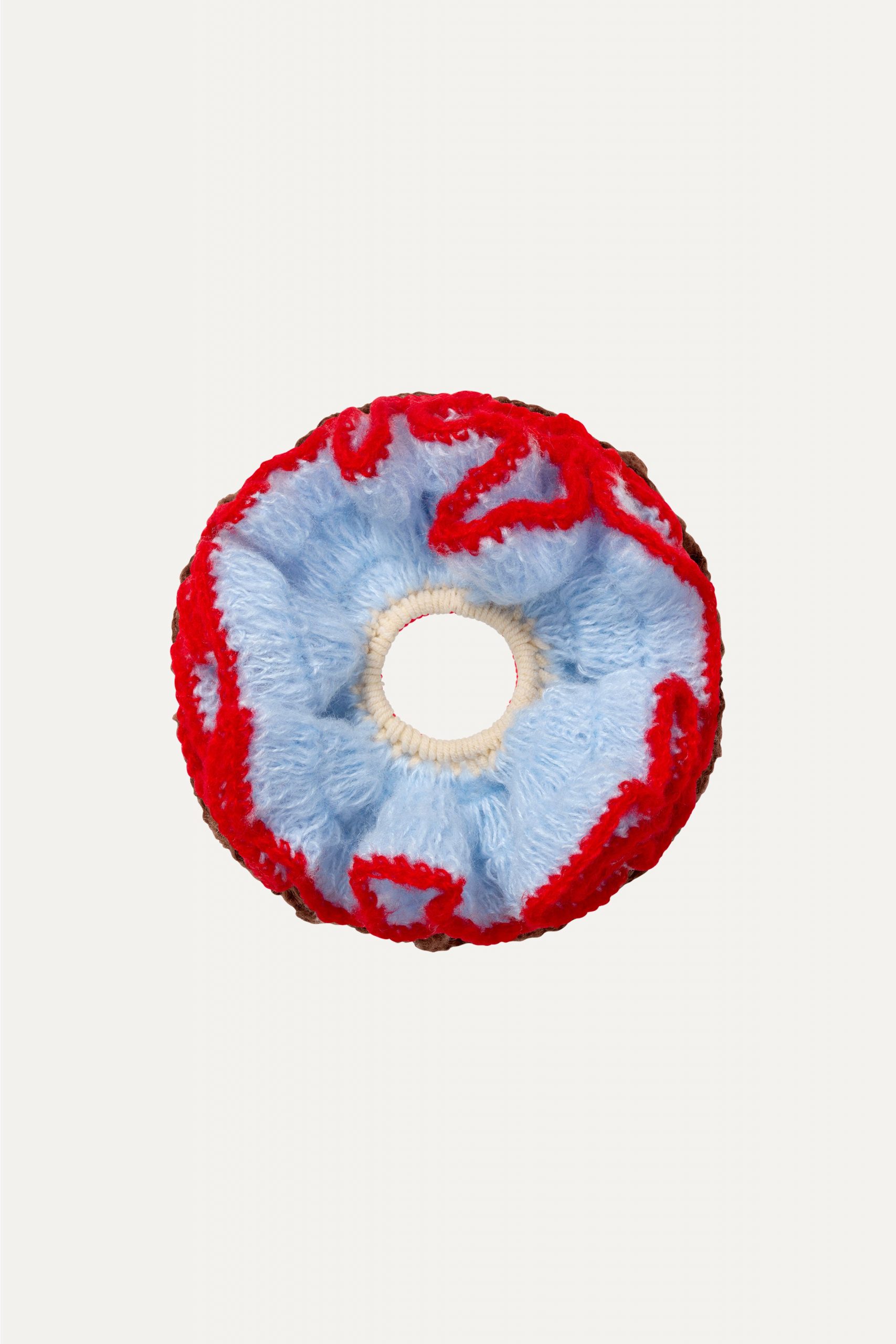 Stine Goya Knitted Scrunchie - Sky Blue / Fiery Red