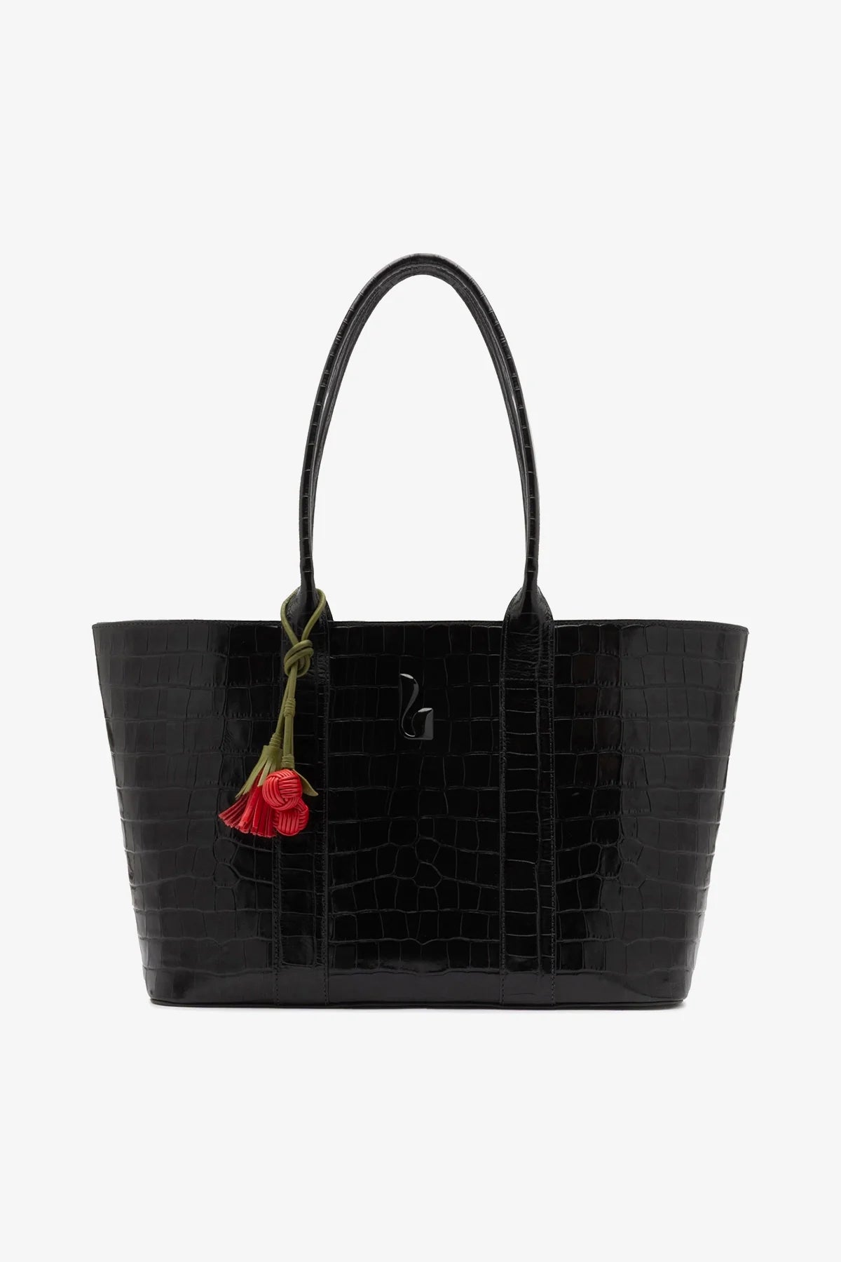 Larroudé City Tote Bag Black Croco Leather