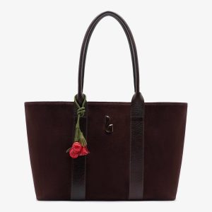 Larroudé City Tote Bag Brown Suede