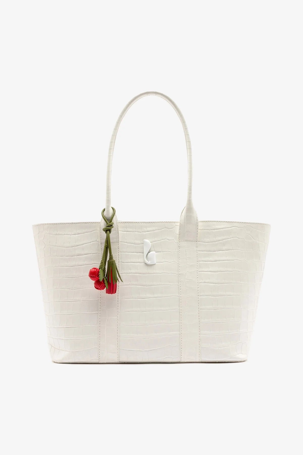 Larroudé City Tote Bag White Croco Leather