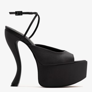 Larroudé x Nicolò B.: Lola Sandal Black Satin