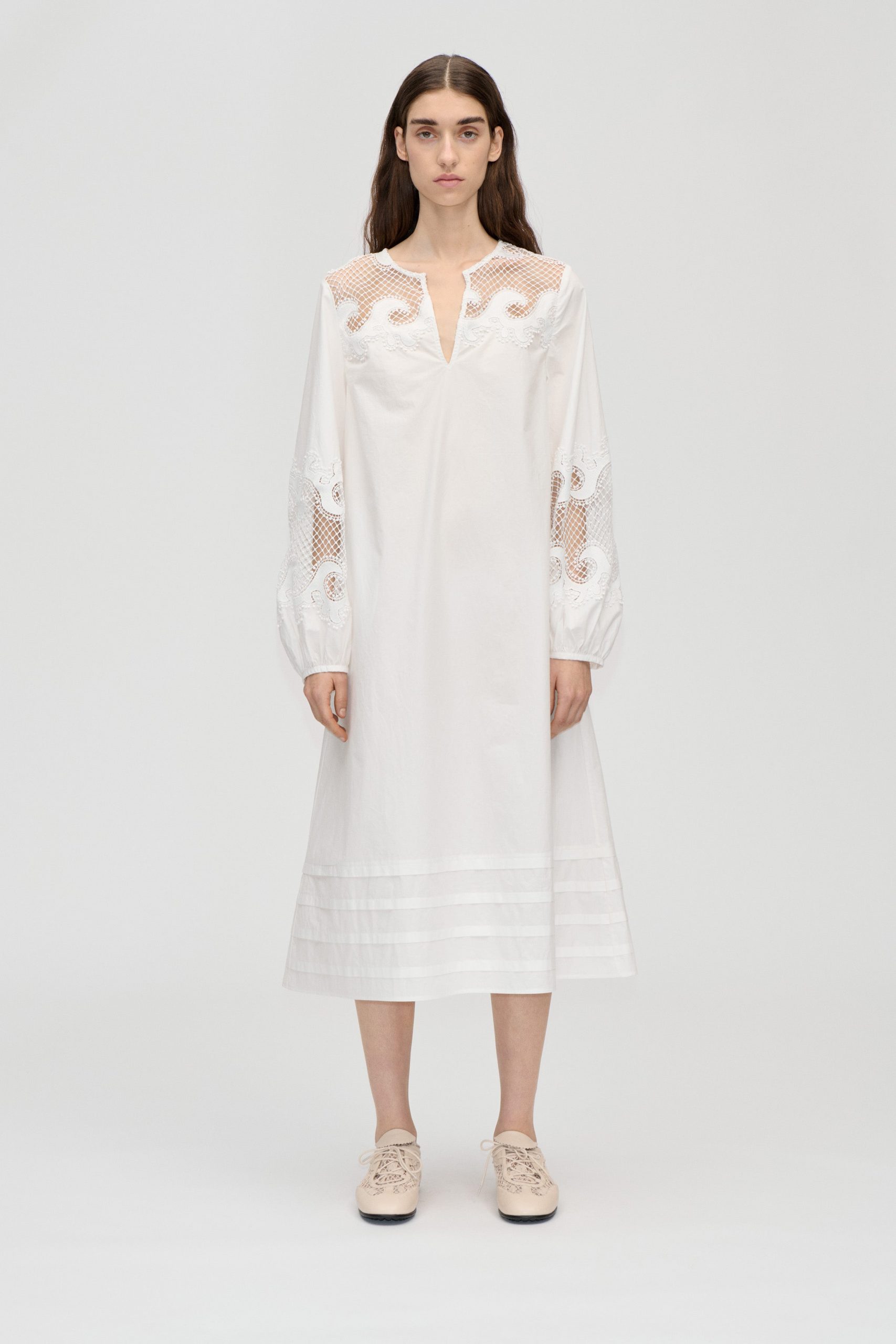 Stine Goya Broderie Long Tunic Dress - Ballerina Broderie
