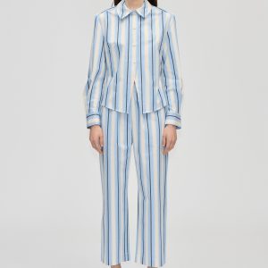 Stine Goya Cropped Pants With Tab - Lightwave Stripes