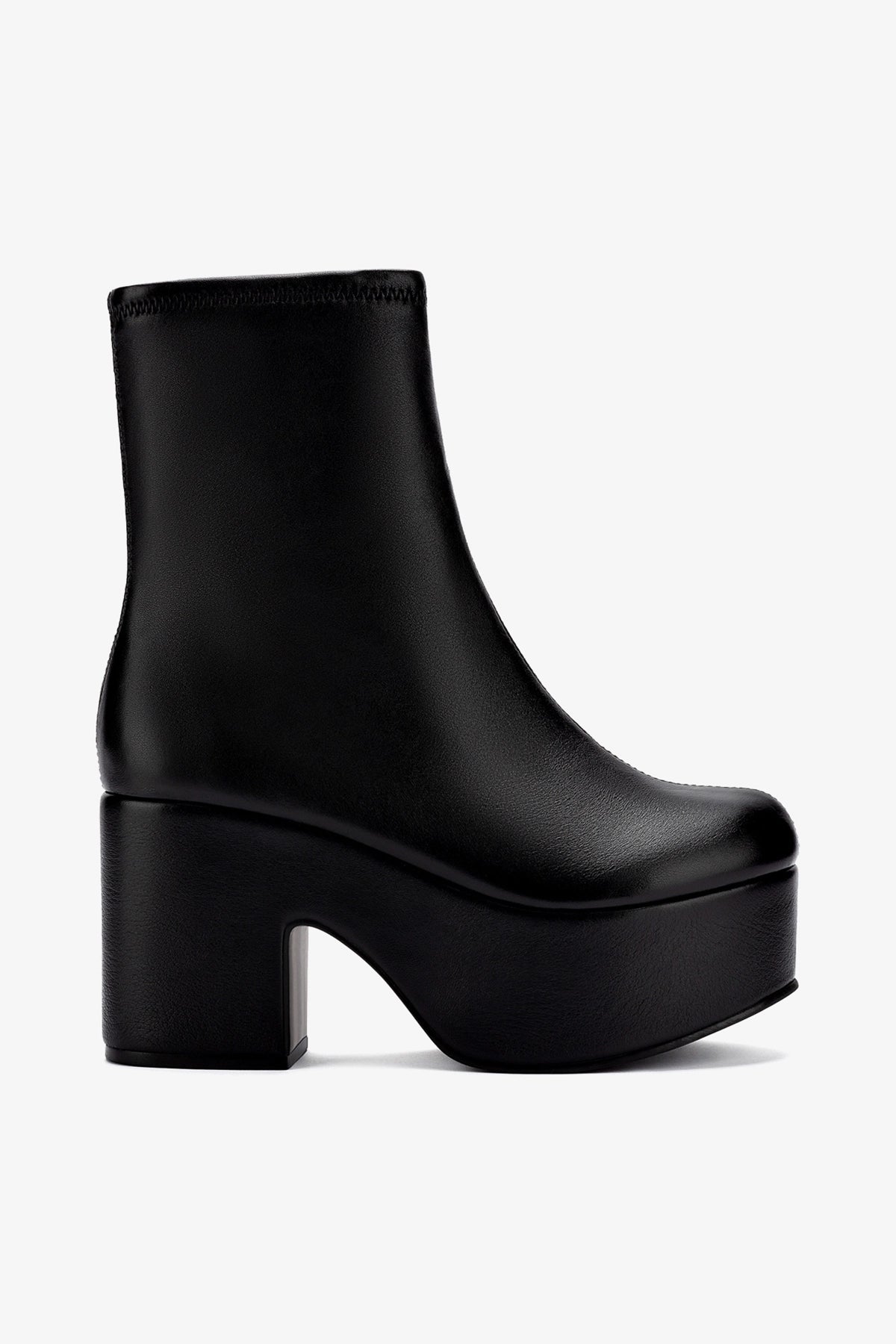 Larroudé Miso Platform Boot In Black Stretch Leather