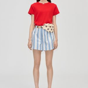 Stine Goya Elasticated Shorts With Tab - Lightwave Stripes
