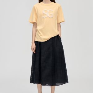 Stine Goya Adjustable Waist Voluminous Midi Skirt - Checkered Organza