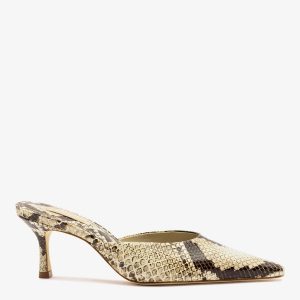 Larroudé Carine Mule Neutral Snake Leather