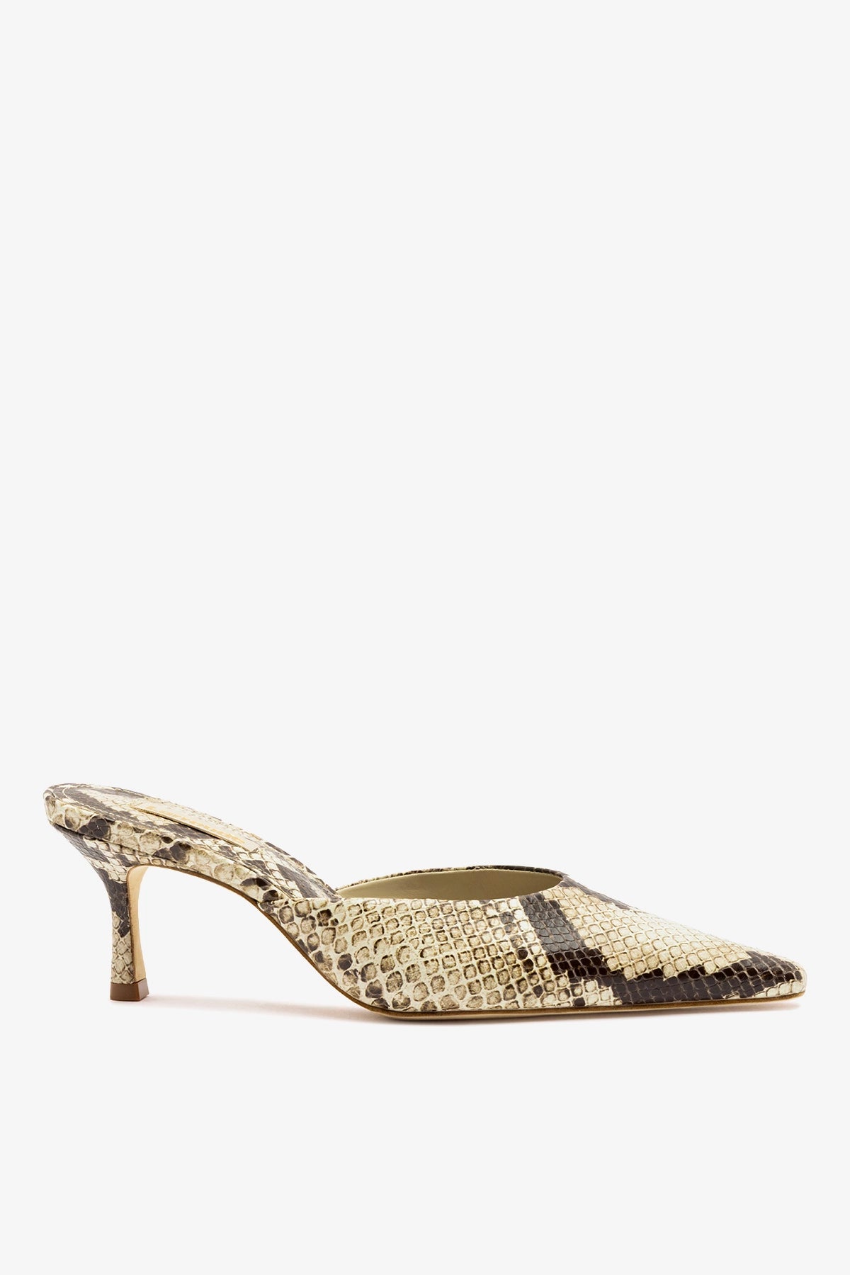 Larroudé Carine Mule Neutral Snake Leather