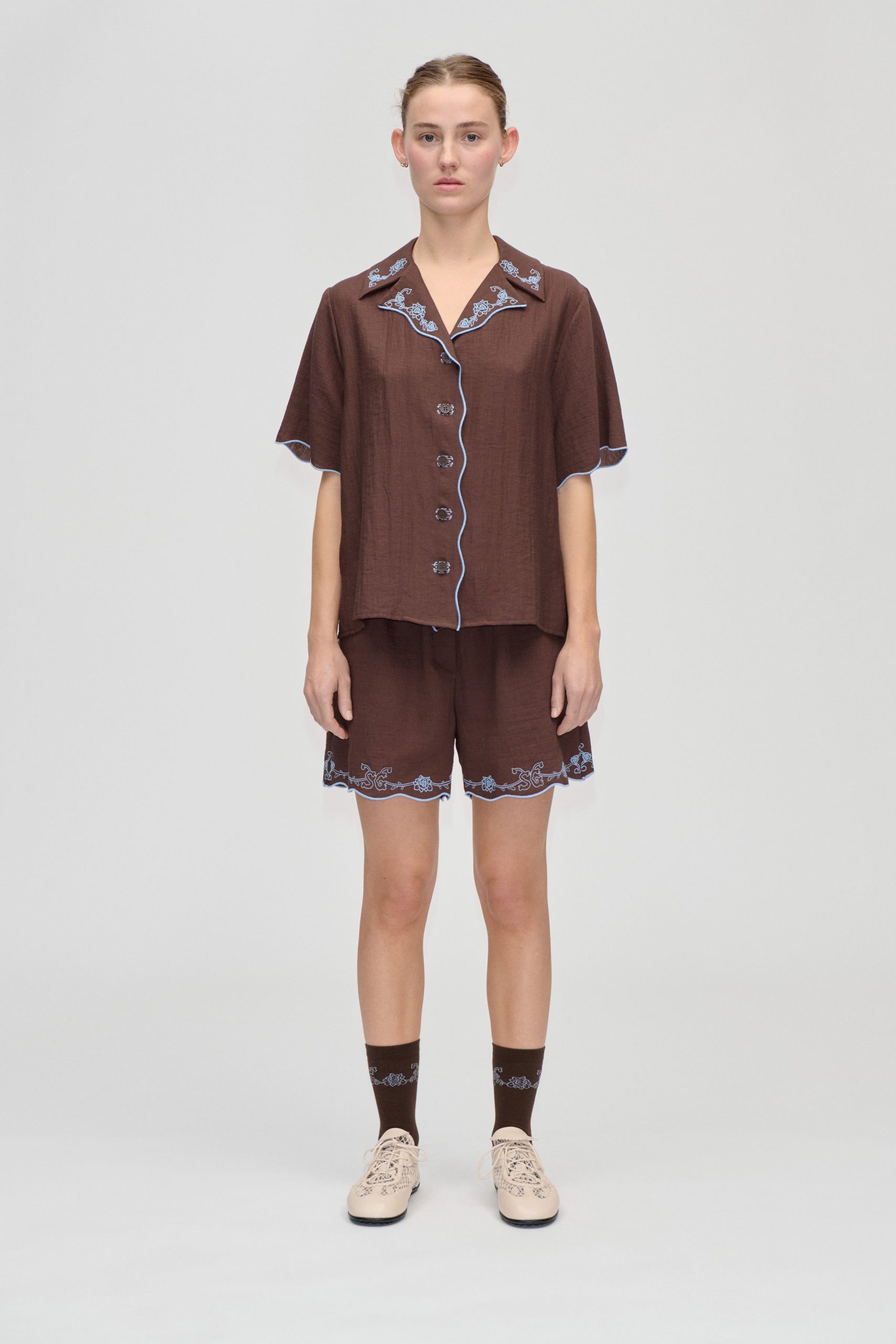 Stine Goya Elasticated Shorts - Roses Embroidery