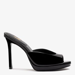 Larroudé Jasmine Platform Mule Black Patent Leather
