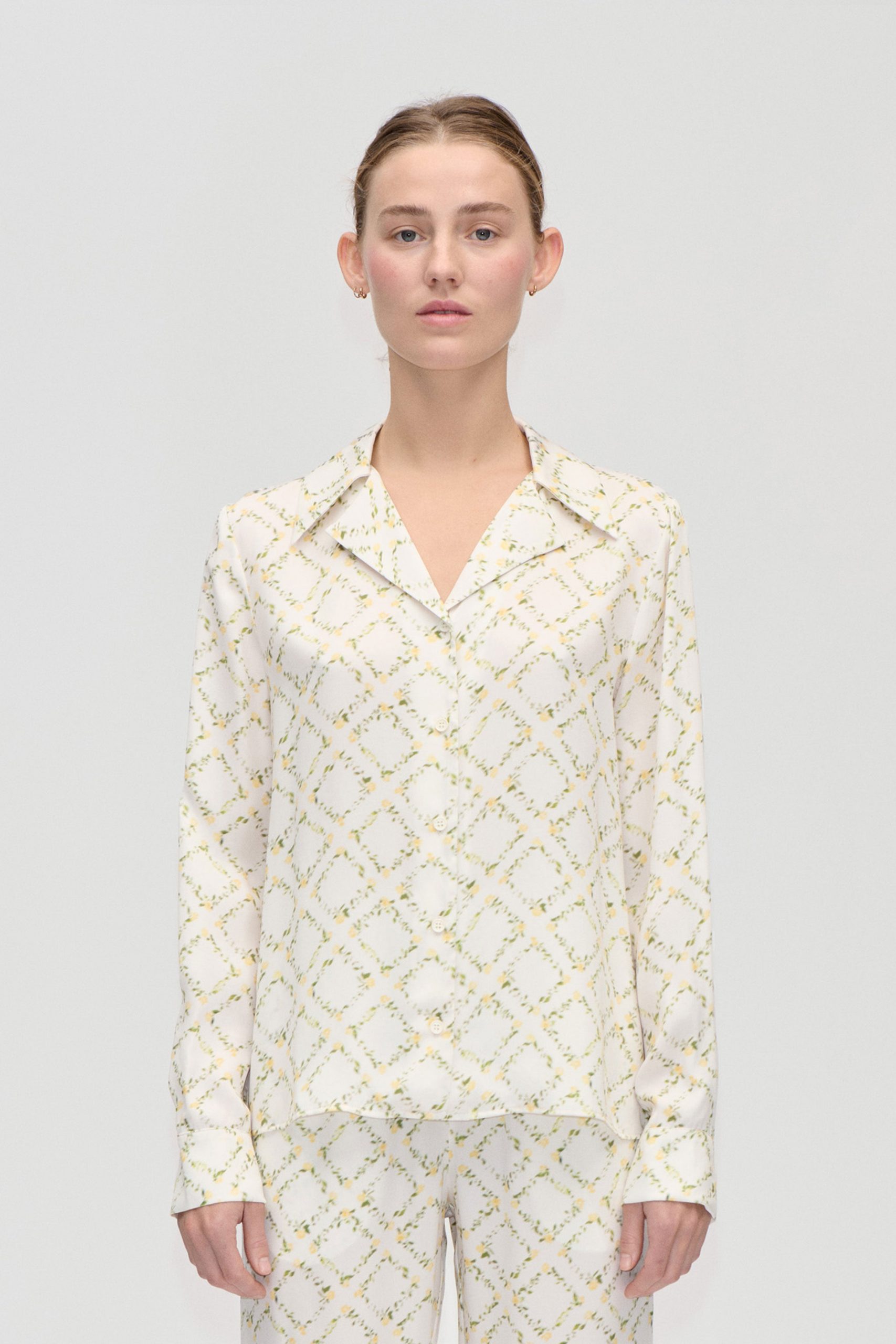 Stine Goya Wide Point Collar Shirt - Sakura Check Yellow
